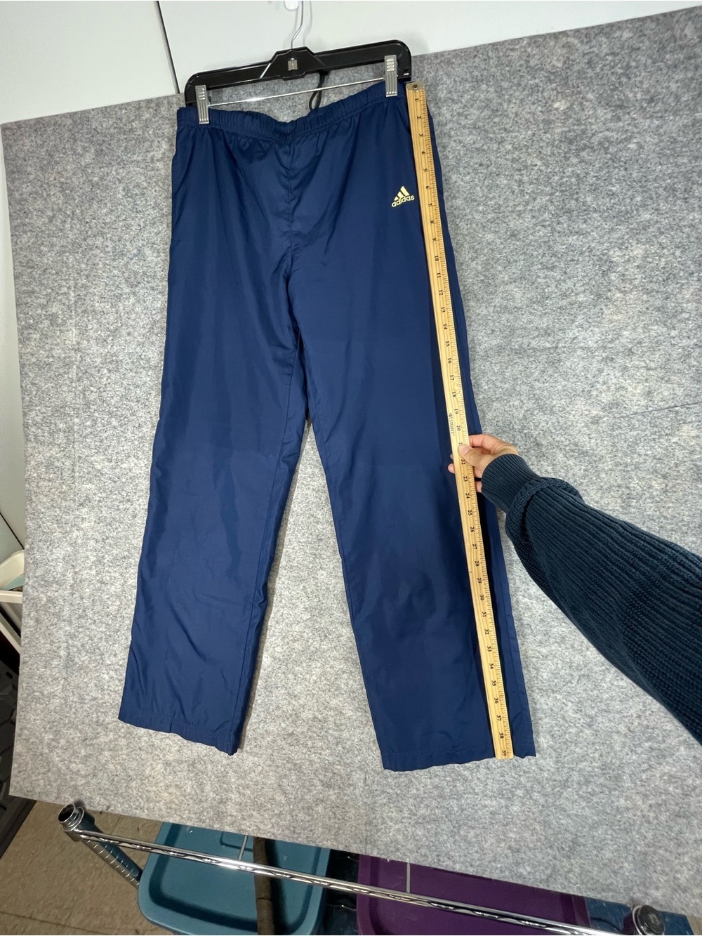 Vintage Y2K Adidas Track Pants Blue Small Athletic Windbreaker Joggers Training - Picture 4 of 15